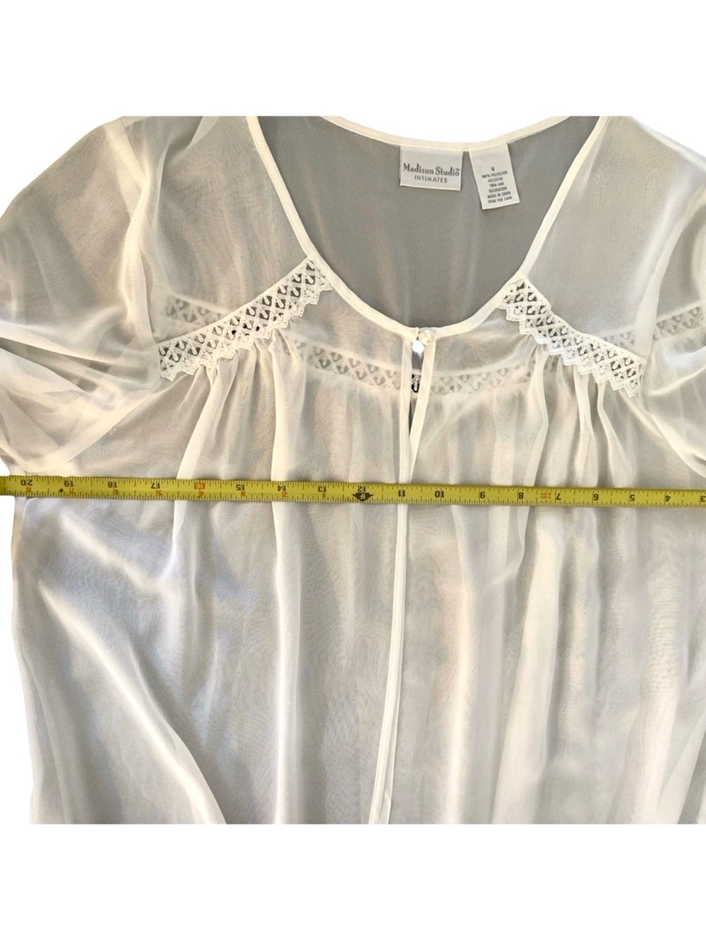 Madison Studio Vintage Sheer Peignoir Robe White Size S / M - Picture 8 of 8